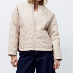 ZaraFAUX LEATHER PUFFER JACKET. Size XS